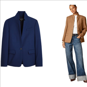 J Crew Standing collar blazer in wool-blend flannel Size 0 NWT Italian Navy